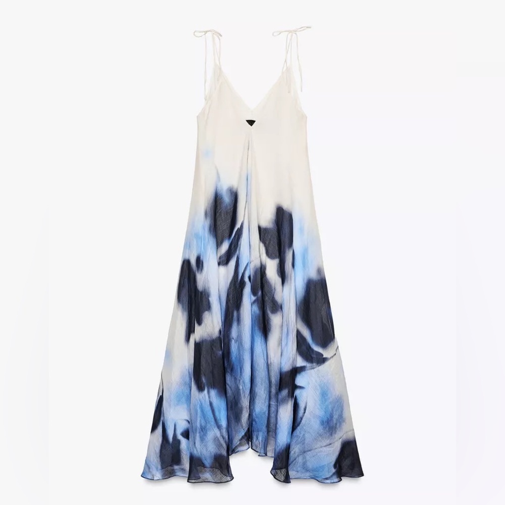 NET ZARA 100% RAMIE PRINT DRESS ZW COLLECTION - Picture 13 of 15